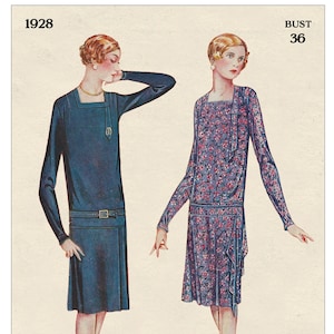 1920&#39;s Flapper Afternoon/Coat Frock PDF Sewing Pattern Bust 36