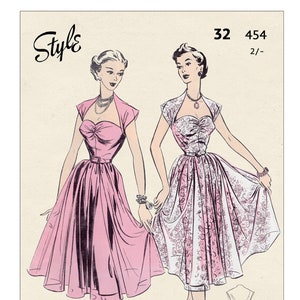 1950s Party or Occasion Dress PDF Sewing Pattern Bust 32