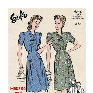 1940s Wartime Renovation Make Do and Mend Dress PDF Sewing Pattern Bust 36