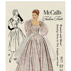 1950's Ball Gown in Two Lengths PDF Sewing Pattern Bust 36