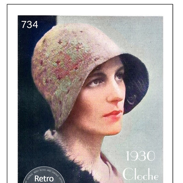 Patrón PDF de sombrero cloche de ganchillo para mujer de los años 30