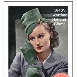 1940s Ladies Tube Hat and Gloves PDF Knitting Pattern
