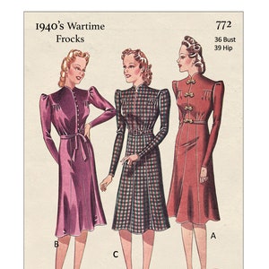 Patrón de costura de los años 40/50, dos bonitos vestidos de té :  : Hogar y cocina