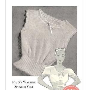 1940&#39;s Wartime Spencer Thermal Vests PDF Knitting Pattern
