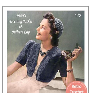 1940s Crochet Bolero et Juliette Cap PDF Pattern Buste 35 image 1