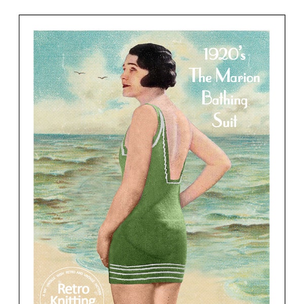 Vintage 1920's Marion Flapper Bathing Suit PDF Knitting Pattern - Digital Download