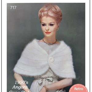 1950's Angora Cape Stole PDF Knitting Pattern One-size