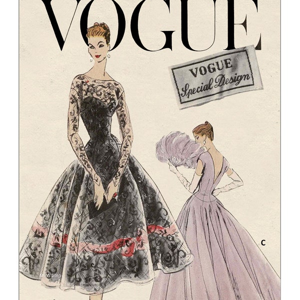 1950s Ball Gown in two lengths PDF Print at Home Sewing Pattern Bust 34