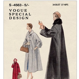 1950s Slightly Flared Coat with Turn back Cuffs  Bust 34