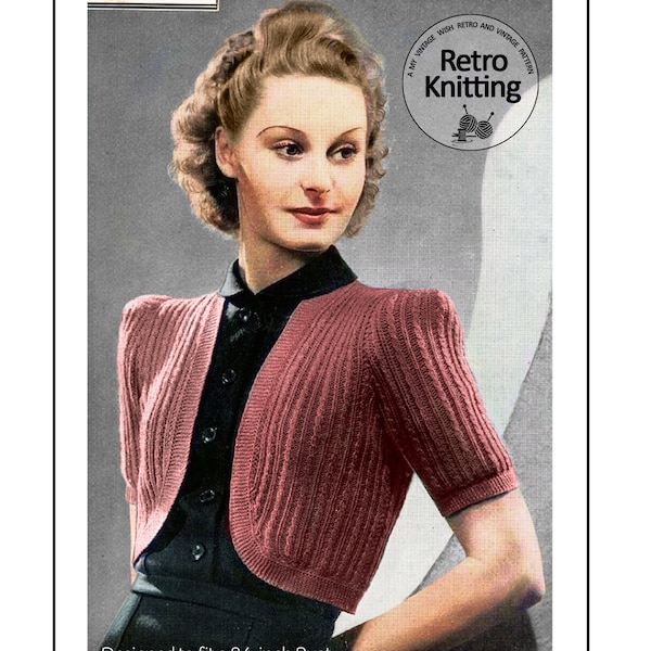 1940's Pretty Wartime Bolero PDF Knitting Pattern