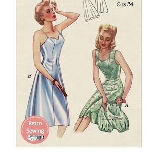 1940s Wartime Slip and Knickers PDF Print at Home Sewing Pattern Bust 34