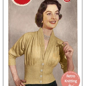 1950s Lady's Jumper Cardigan PDF Knitting Pattern 34-36 Bust