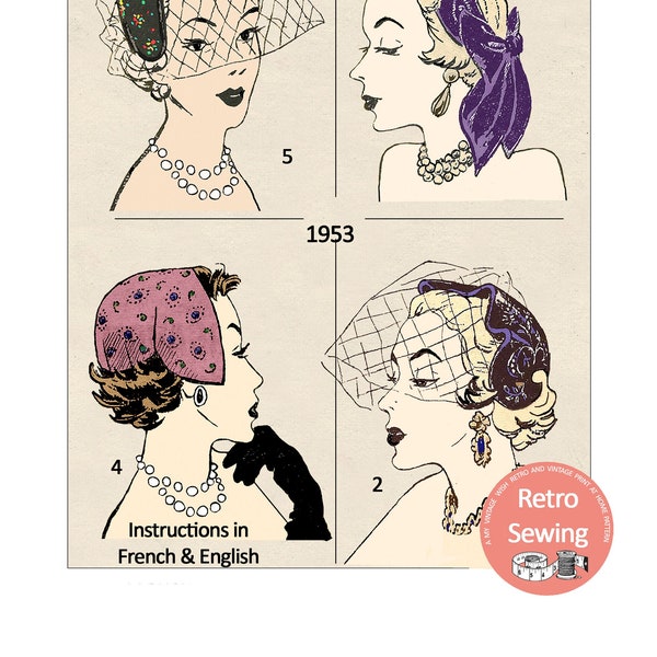 1950's Cocktail Hats PDF French Sewing Pattern