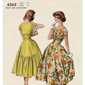 1950s Princess Summer Dress PDF Sewing Pattern Bust 38