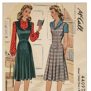 1940's Misses Jumper Dress and Blouse PDF Sewing Pattern Bust 34