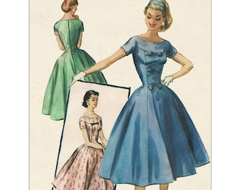 1950s Rockabilly Yoked Princess Dress Pattern Bust 36