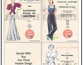 Haslam System of Dresscutting Ready Printed 3 Book Special Offer