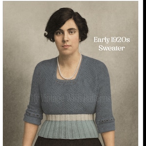 1920s Ladies Square Neck Flapper Jumper PDF Knitting Pattern