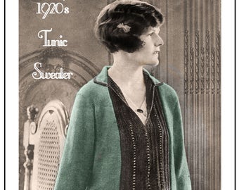 1920s Tunic Sweater Knitting Pattern – PDF Knitting Pattern - PDF Instant Download