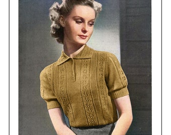 1940/'s Stylish Wartime Puff Sleeve Cardigan PDF Knitting Pattern Bust 33-35