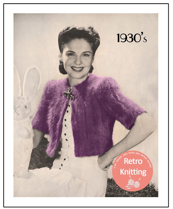 1930's Pretty Angora Bolero PDF Knitting Pattern