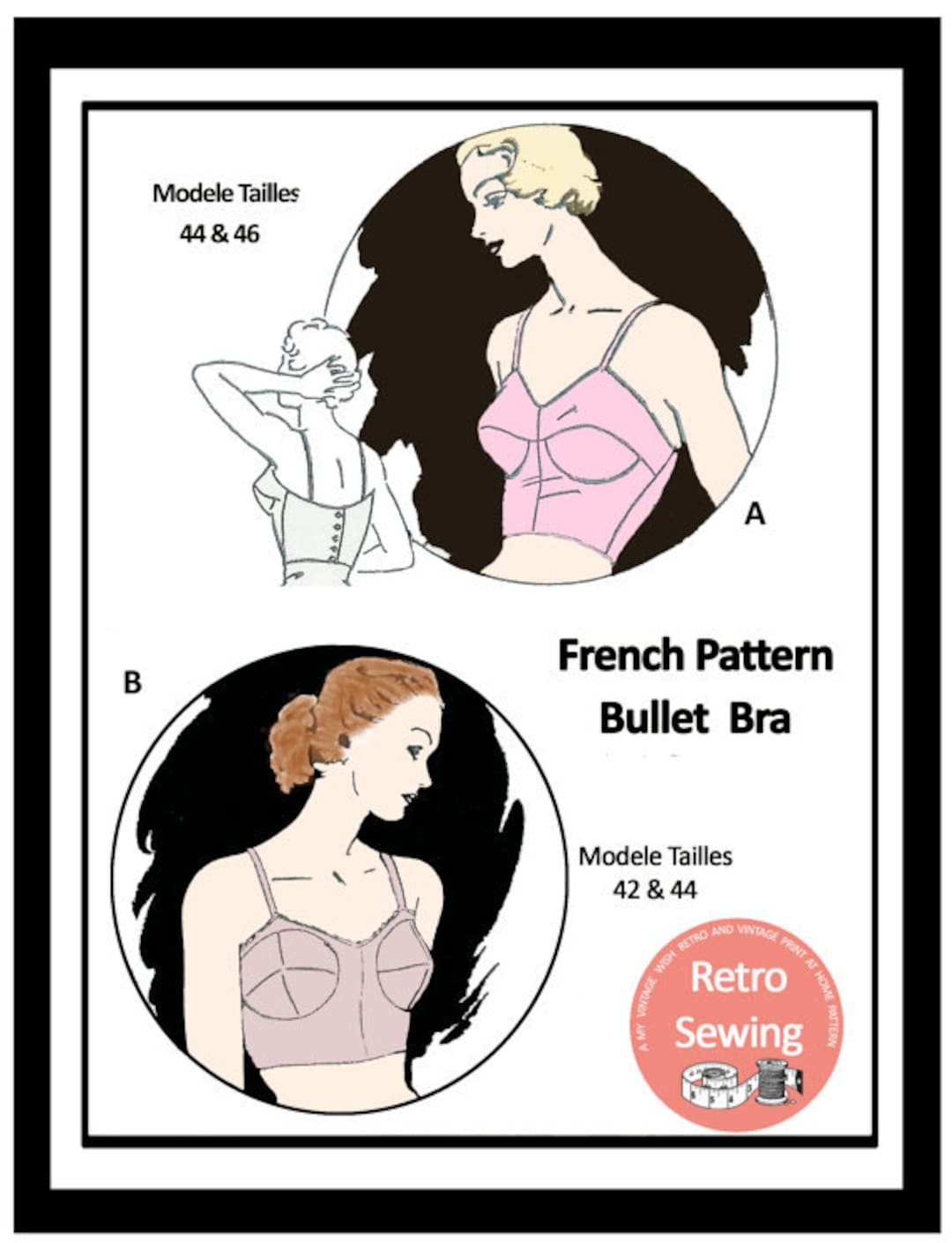 1950s Bullet Bra Sewing Pattern Paper Pattern rockabilly Pin Up Etsy