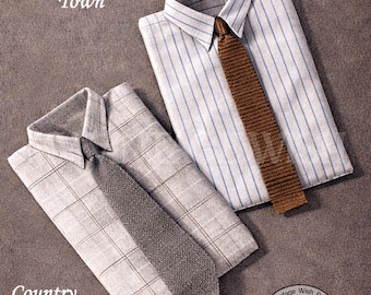 Mens Skinny Tie Knitting Pattern, Retro Knit Tie, Vintage Shape (PDF Download)