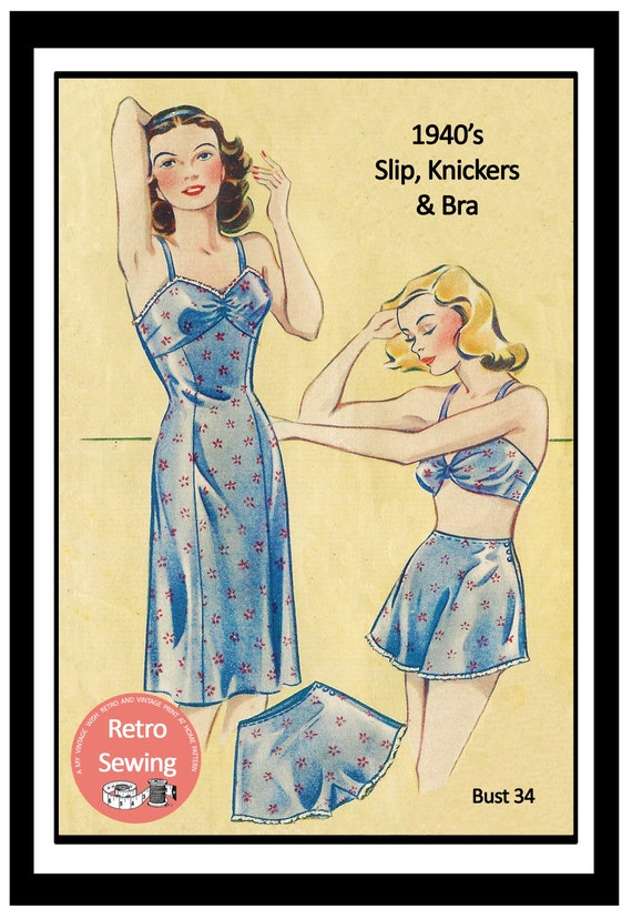 1940s Brassiere, Knickers and Slip PDF Sewing Pattern Bust 34