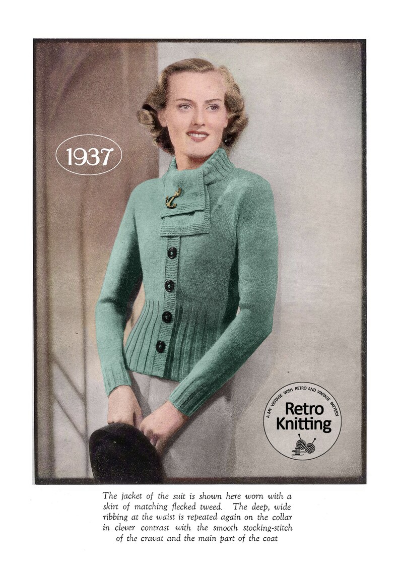 1930s Stylish Winter Suit PDF Knitting Pattern image 3