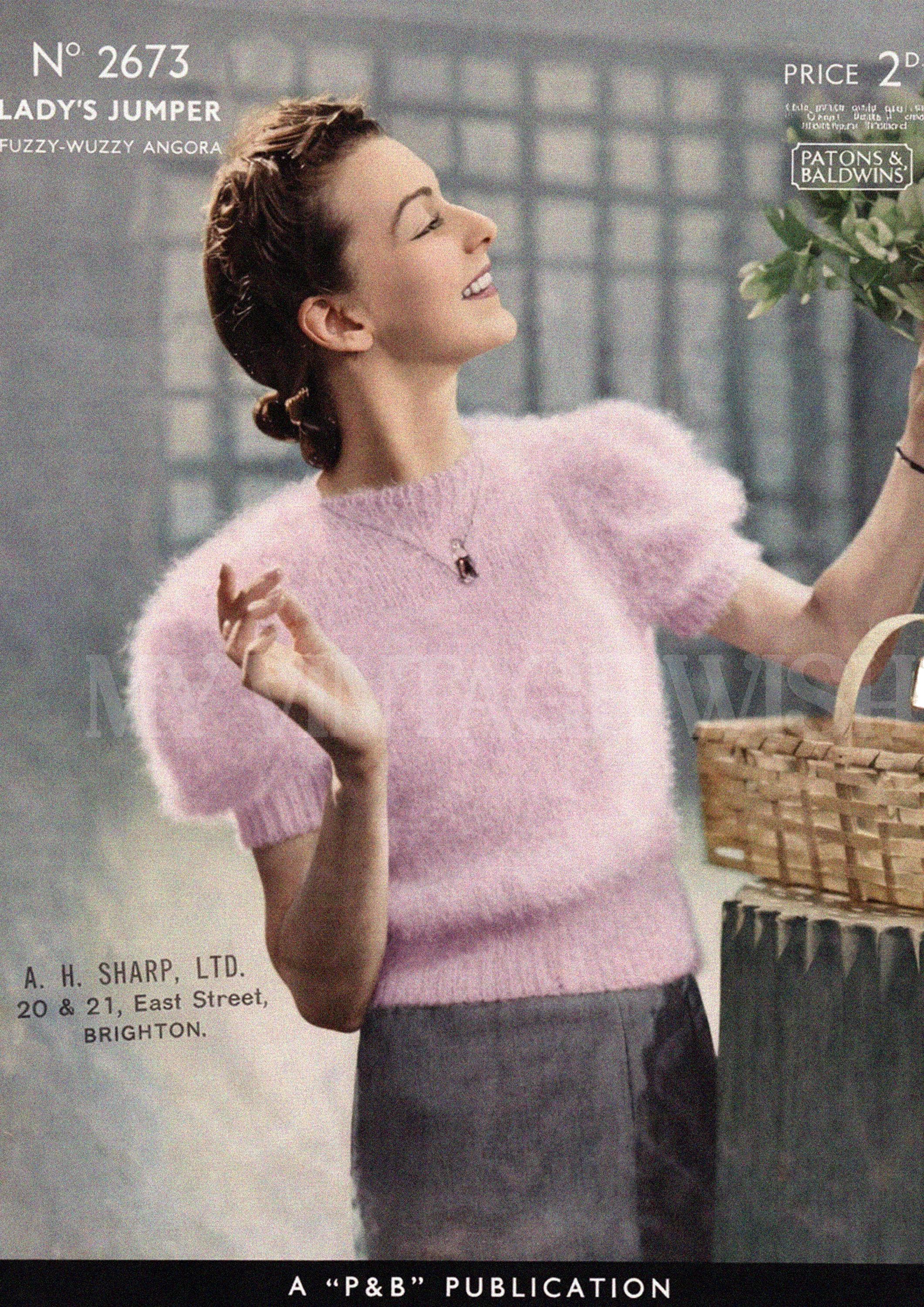 1930s Angora Sweater Knitting Pattern PDF – Vintage Women's Jumper