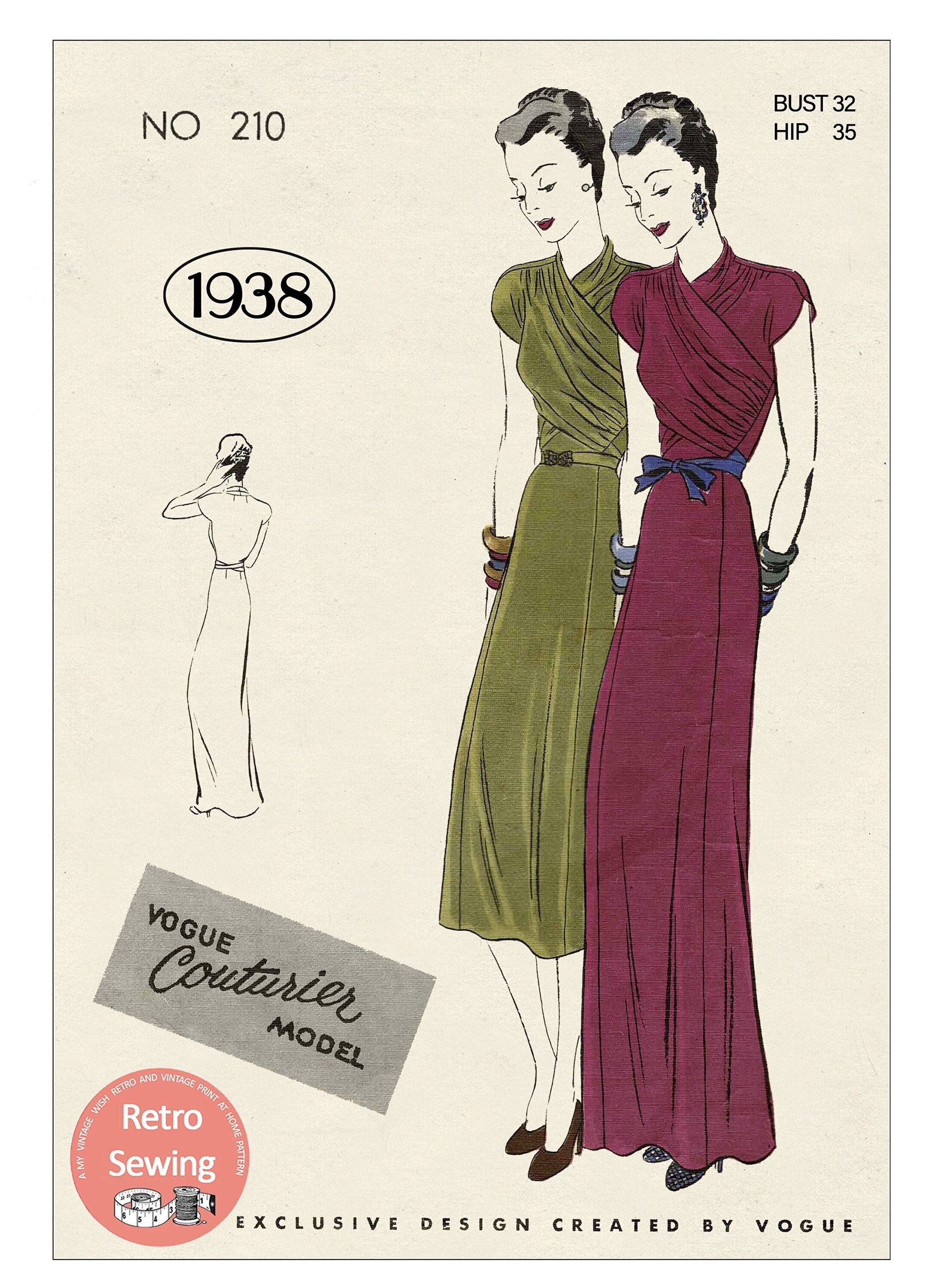 Abito elegante da sera o da giorno degli anni 30 Stampa PDF a casa Modello Busto 32 Etsy Italia