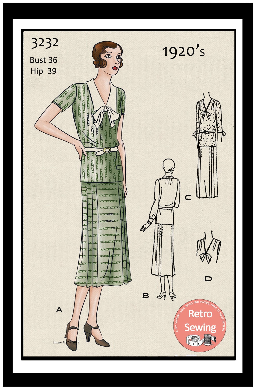 1920s Pussy Bow Afternoon Dress Sewing Pattern PDF Instant - Etsy