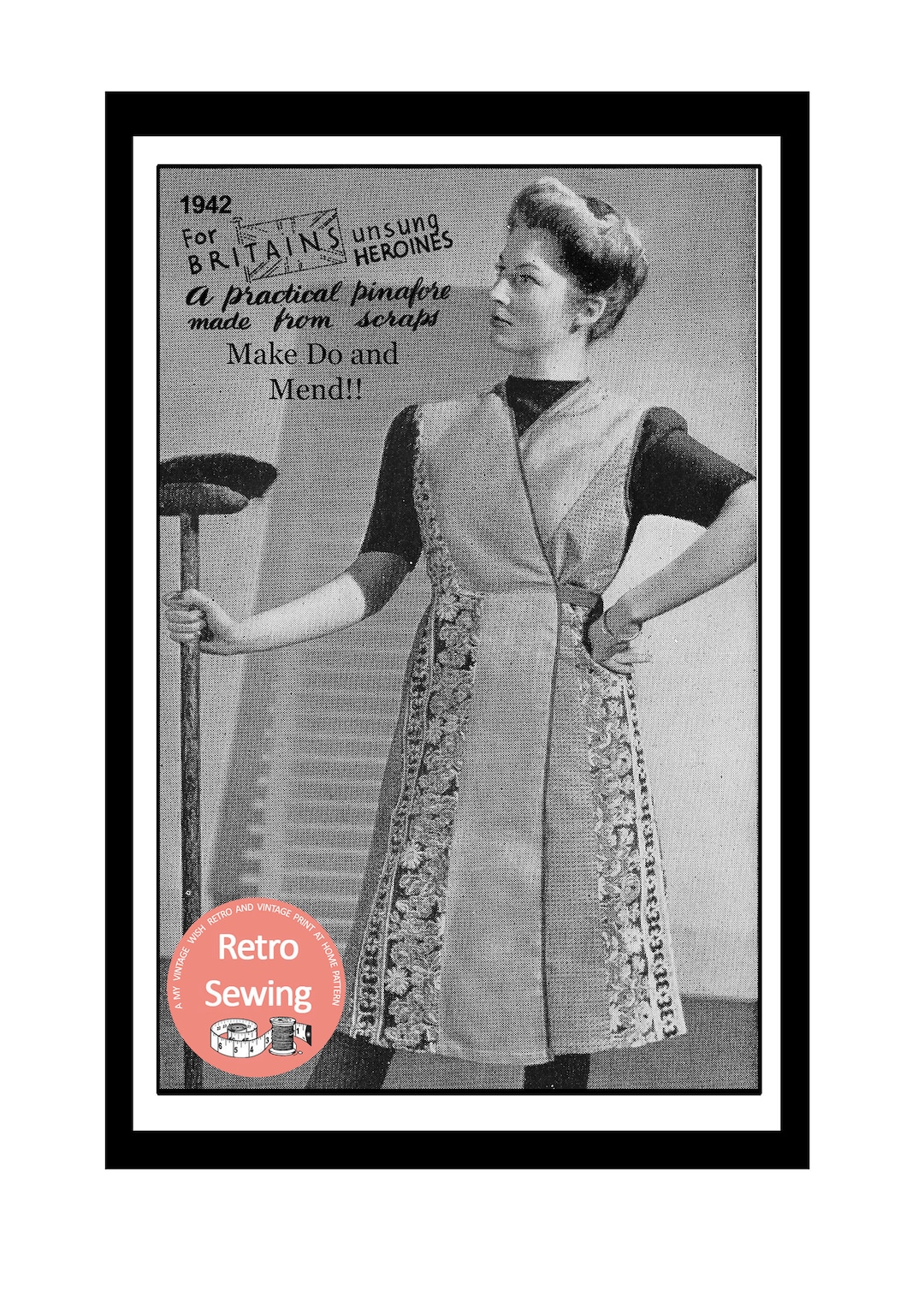 1940's Mrs Mop Make Do and Mend Apron PDF Sewing Pattern Etsy UK