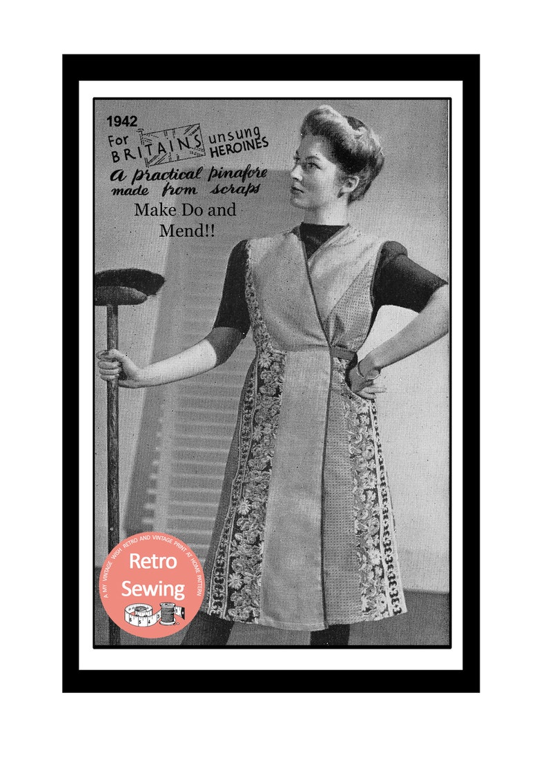 1940's Mrs Mop Make Do and Mend Apron PDF Sewing Pattern image 1
