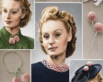 1940s Make Do and Mend Accessories PDF Pattern, Crochet Collars