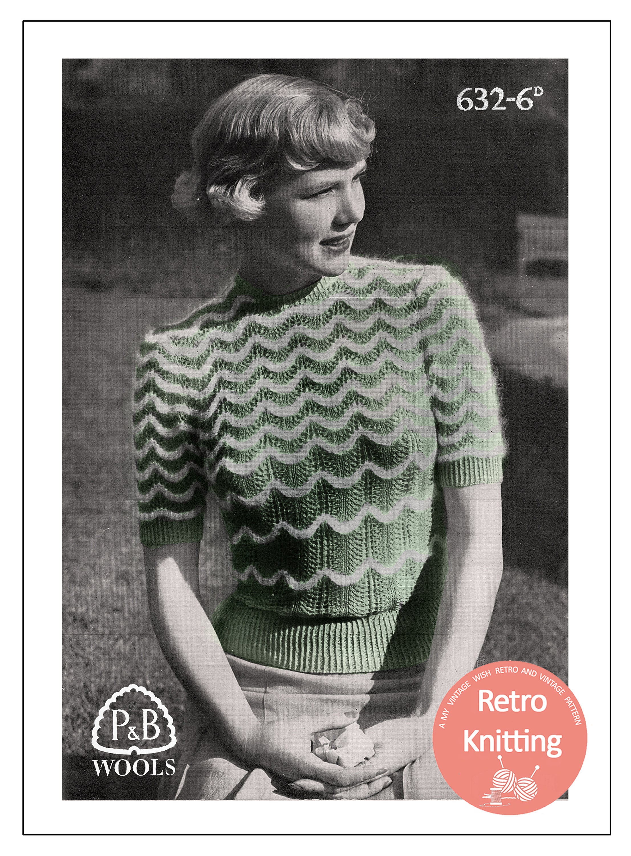 【SCENERITY】Striped Angora Knit 1940's Angora Stripes Sweater PDF Knitting Pattern in 3