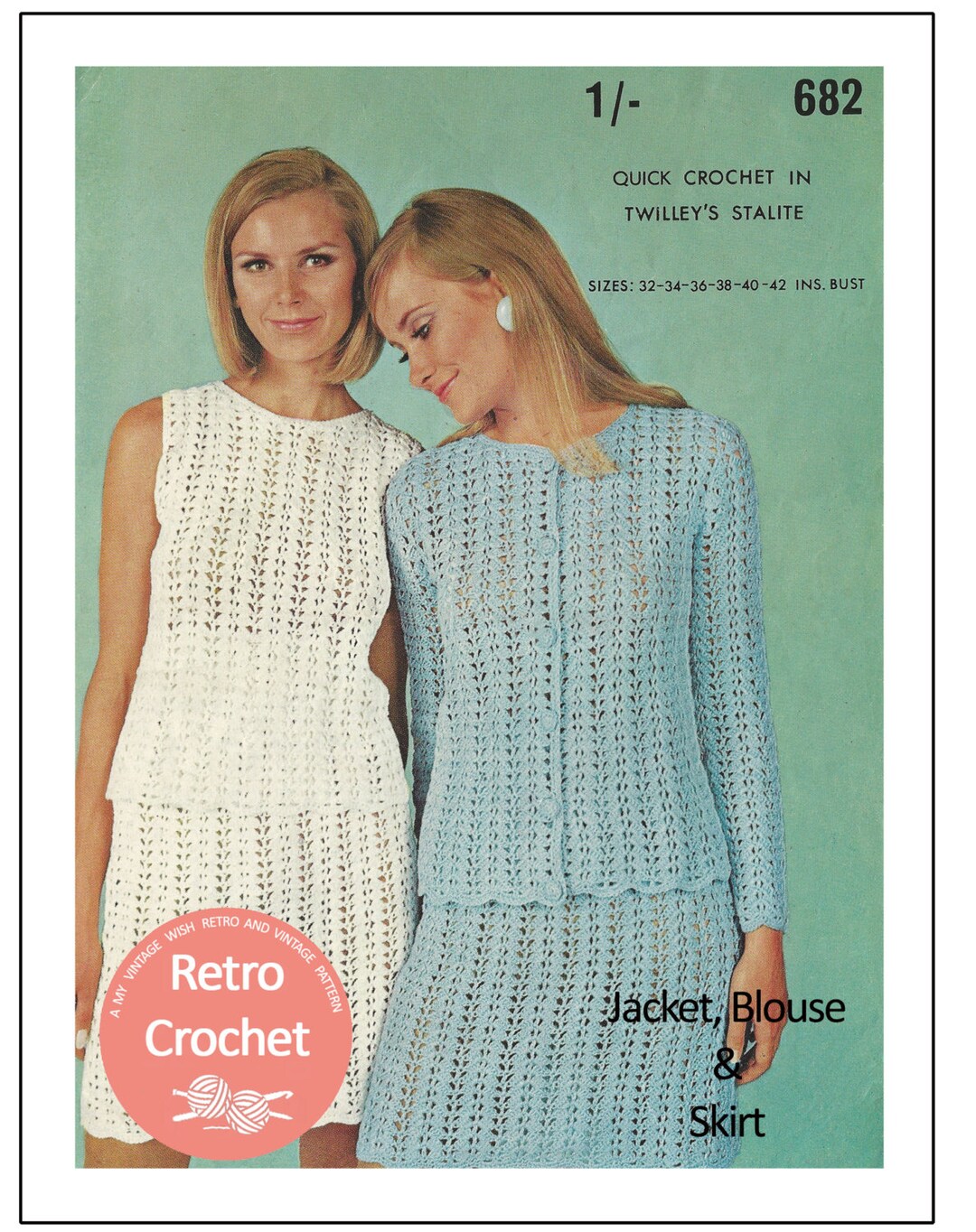 1960s Skirt Blouse and Jacket PDF Crochet Pattern - Etsy