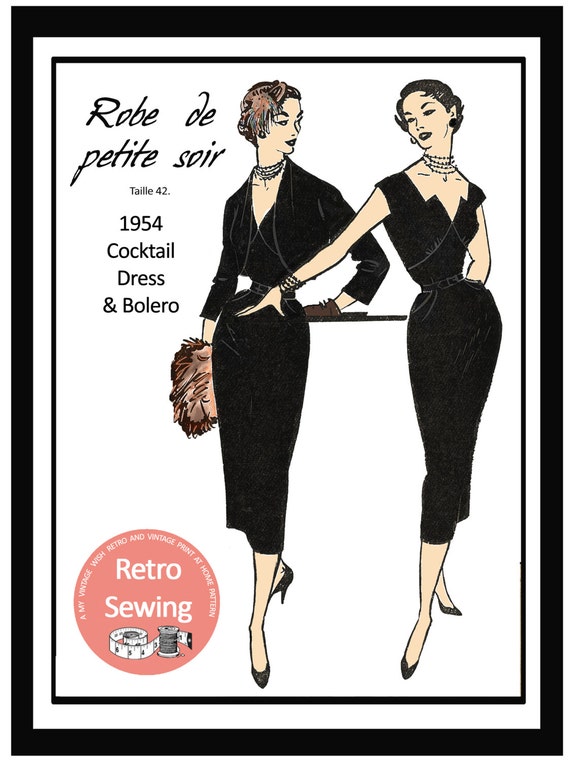 1950 S WIGGLE ROBE & BOLERO French sewing pattern-Rockabilly 