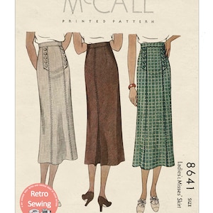 1930&#39;s Six Gore Flared Skirt PDF Sewing Pattern Waist 26