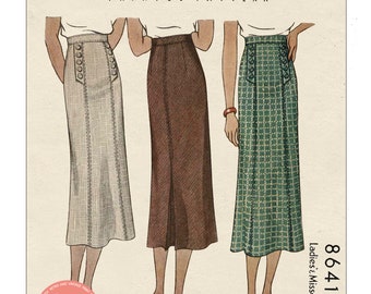 1930's Six Gore Flared Skirt PDF Sewing Pattern Waist 26 - Etsy
