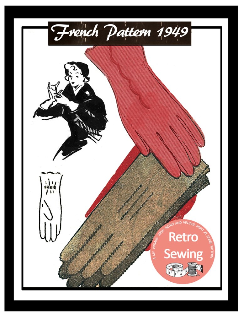 1940s Ladies Gloves French Sewing Pattern  PDF Instant image 0