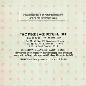 1930's Two Piece Lace Dress PDF Vintage Knitting Pattern image 2