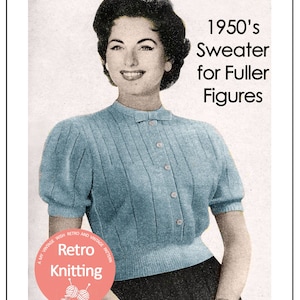 1950&#39;s Flattering Sweater Blouse PDF Knitting Pattern