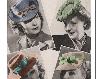 1940's Wartime Hats PDF Knitting Pattern