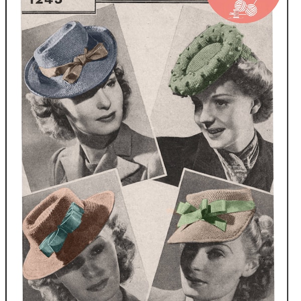 1940's Wartime Hats PDF Knitting Pattern