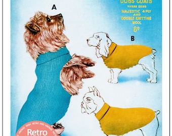 Dog Coats in Three Sizes Knitting Pattern - PDF  Instant Download Knitting Pattern