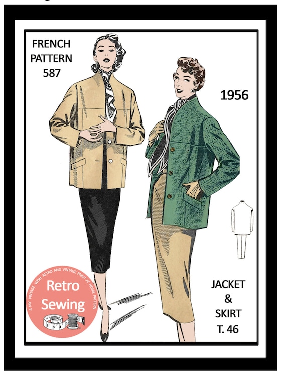 1950s Jacket and Skirt  French Sewing Pattern Bust 38-39