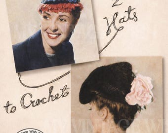 1940s Crochet Hats Pattern PDF | Vintage Oversized Beret & Fez | WWII Style | Instant Download