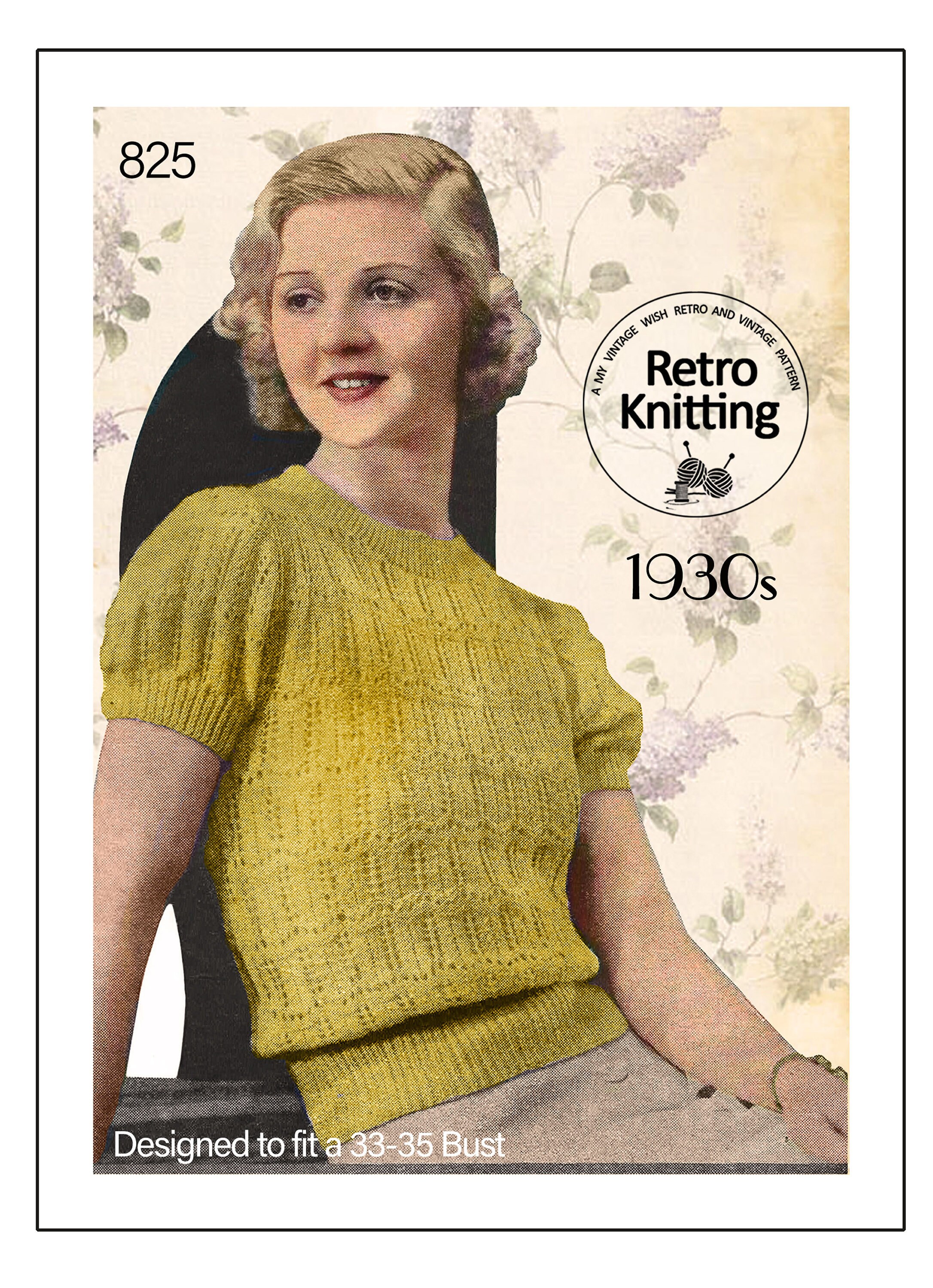 1930s Puff Sleeve Summer Jumper PDF Knitting Pattern Bust 34-35