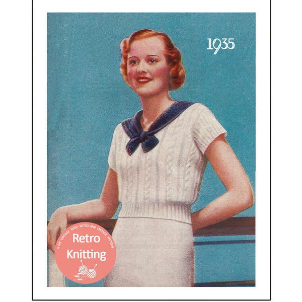 1930's Stylish Sailor Sweater PDF Knitting Pattern